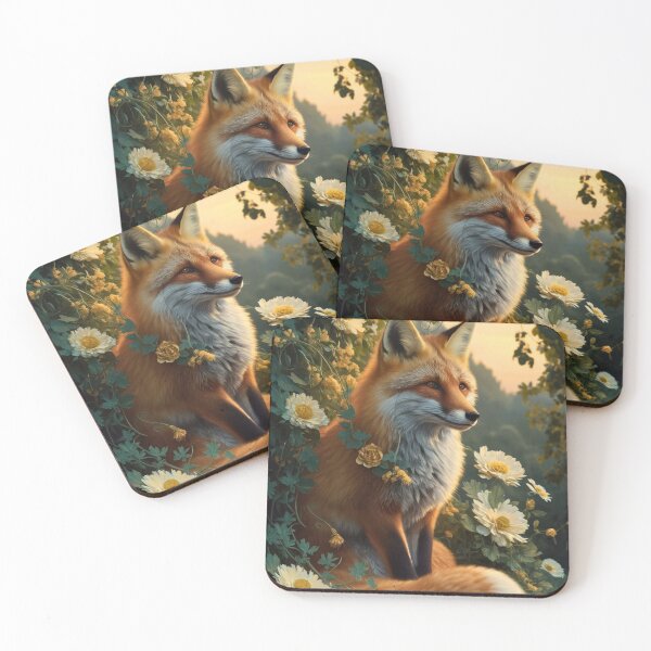 Item preview, Fox Portrait. woodland fox, fantasy fox, floral fox designed and sold by FoxVibes.