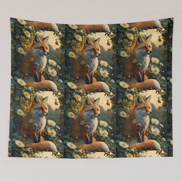 Item preview, Fox Portrait. woodland fox, fantasy fox, floral fox designed and sold by FoxVibes.