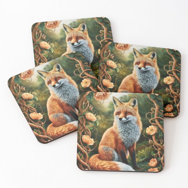 Item preview, Fox Portrait. woodland fox, fantasy fox, floral fox designed and sold by FoxVibes.