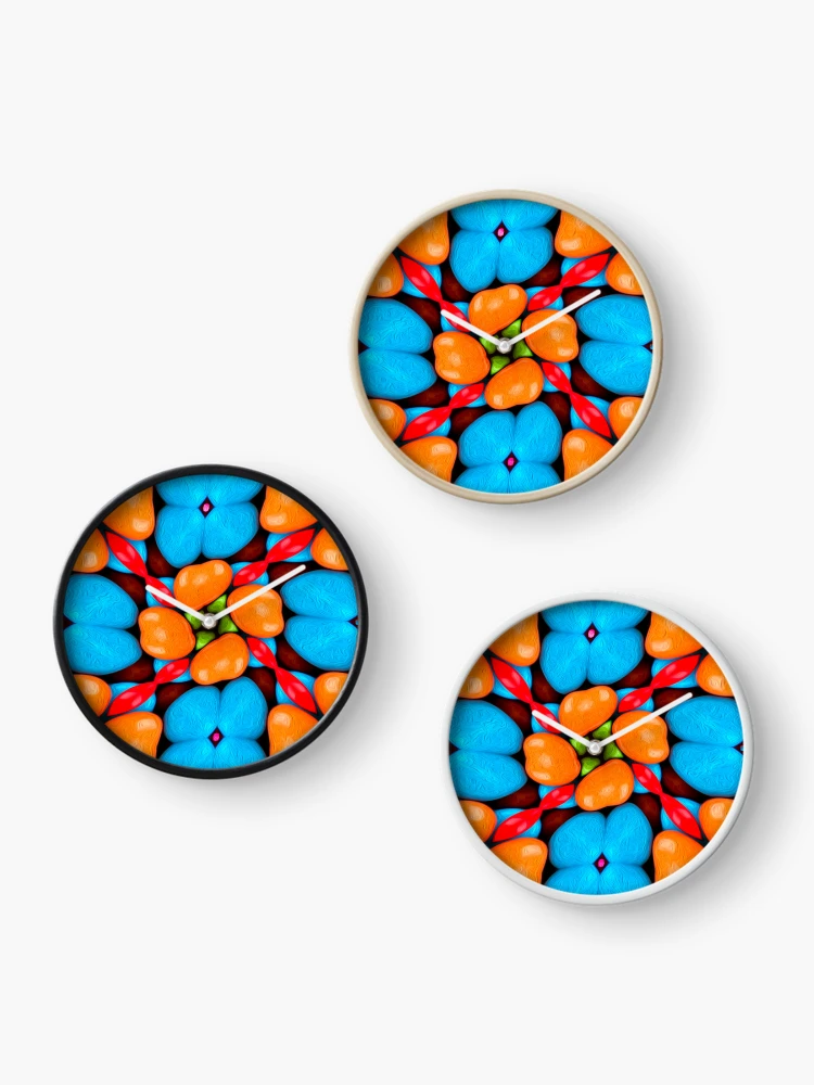 Thumbnail 3 of 4, Clock, Colorful Floral Variation Pattern designed and sold by Patternflower.