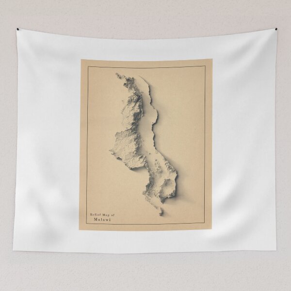 Item preview, Malawi Shaded Relief 3D Map digitally-rendered designed and sold by ThinkAboutMaps.