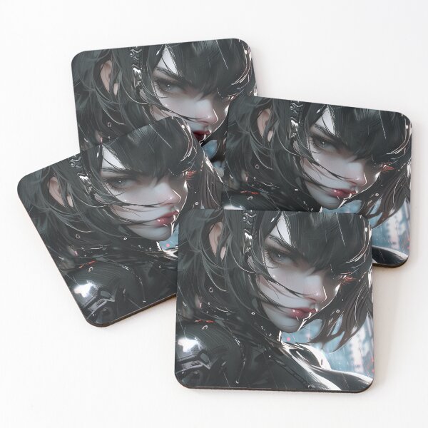 Item preview, Fierce Cybernetic Gothic Noir Anime Girl designed and sold by bubblegoth.