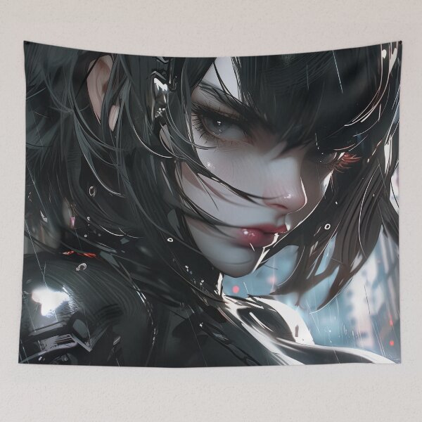 Item preview, Fierce Cybernetic Gothic Noir Anime Girl designed and sold by bubblegoth.