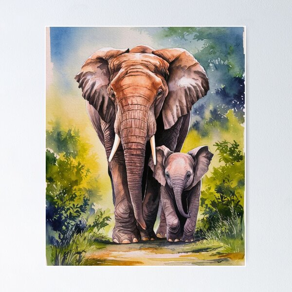 Item preview, Elephant Portrait. baby elephant, watercolor elephant, wild elephant, elephant life designed and sold by ElephantVibes.
