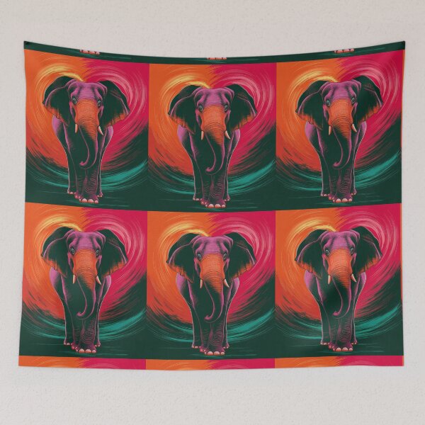Item preview, Elephant Portrait. abstract elephant, whimsical elephant, colorful elephant designed and sold by ElephantVibes.