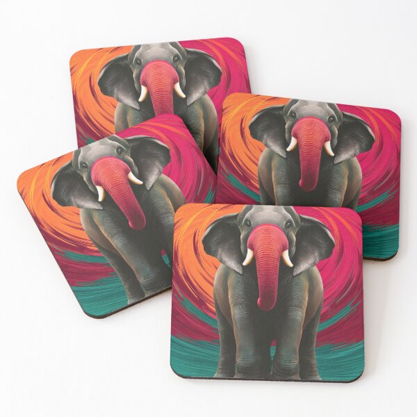 Item preview, Elephant Portrait. abstract elephant, whimsical elephant, colorful elephant designed and sold by ElephantVibes.