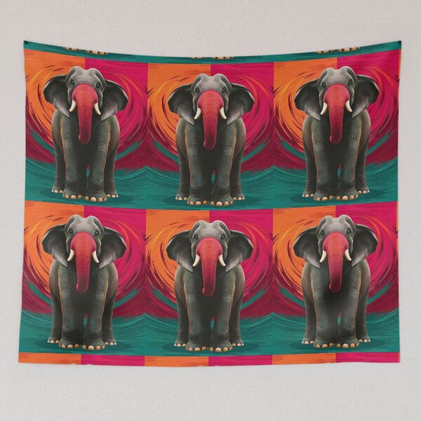 Item preview, Elephant Portrait. abstract elephant, whimsical elephant, colorful elephant designed and sold by ElephantVibes.