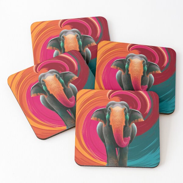 Item preview, Elephant Portrait. abstract elephant, whimsical elephant, colorful elephant designed and sold by ElephantVibes.