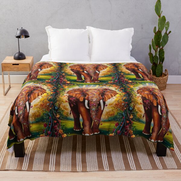Item preview, Elephant Portrait. floral elephant, whimsical elephant, colorful elephant designed and sold by ElephantVibes.