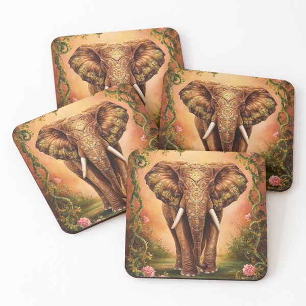 Item preview, Elephant Portrait. floral elephant, whimsical elephant, colorful elephant designed and sold by ElephantVibes.