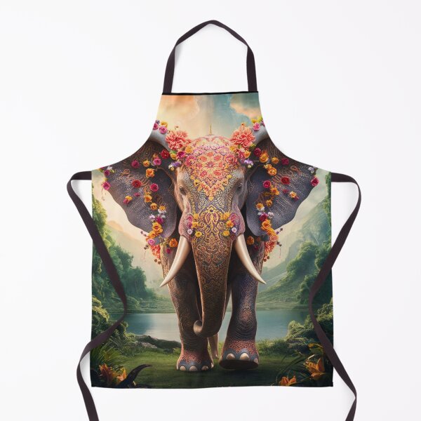 Item preview, Elephant Portrait. floral elephant, whimsical elephant, colorful elephant designed and sold by ElephantVibes.