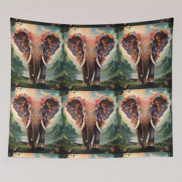 Item preview, Elephant Portrait. floral elephant, whimsical elephant, colorful elephant designed and sold by ElephantVibes.