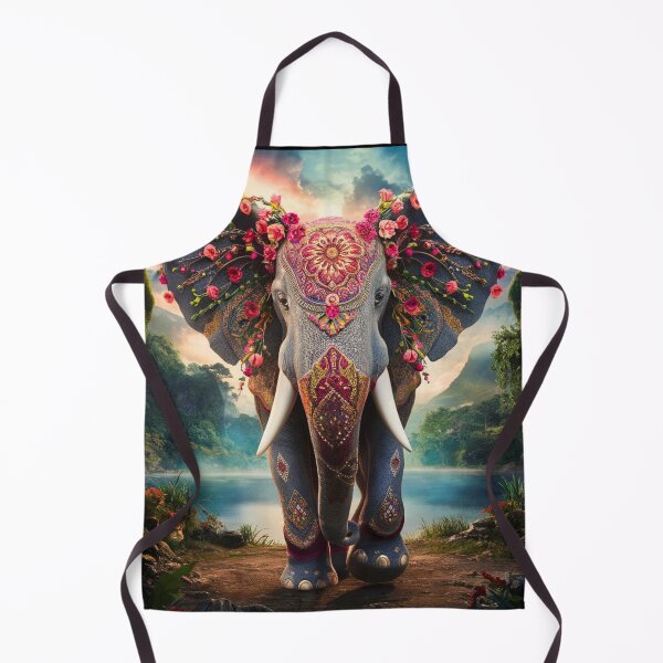Item preview, Elephant Portrait. floral elephant, whimsical elephant, colorful elephant designed and sold by ElephantVibes.