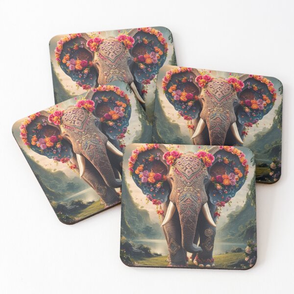 Item preview, Elephant Portrait. floral elephant, whimsical elephant, colorful elephant designed and sold by ElephantVibes.