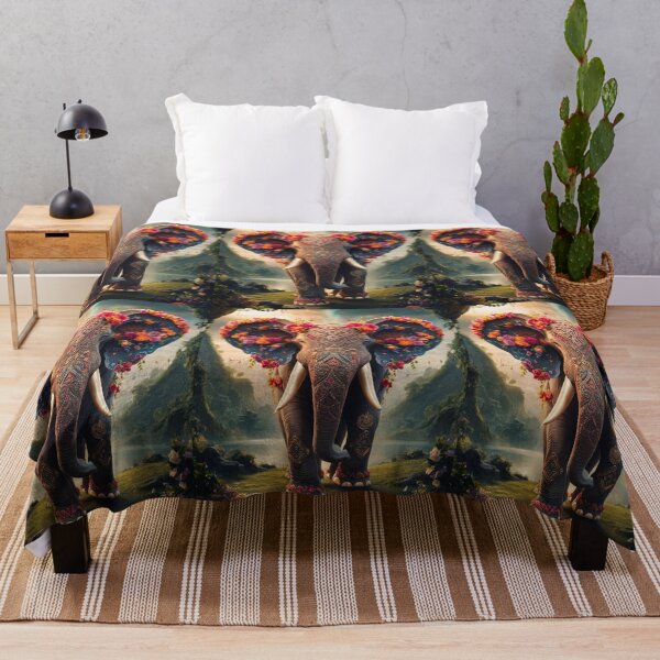 Item preview, Elephant Portrait. floral elephant, whimsical elephant, colorful elephant designed and sold by ElephantVibes.