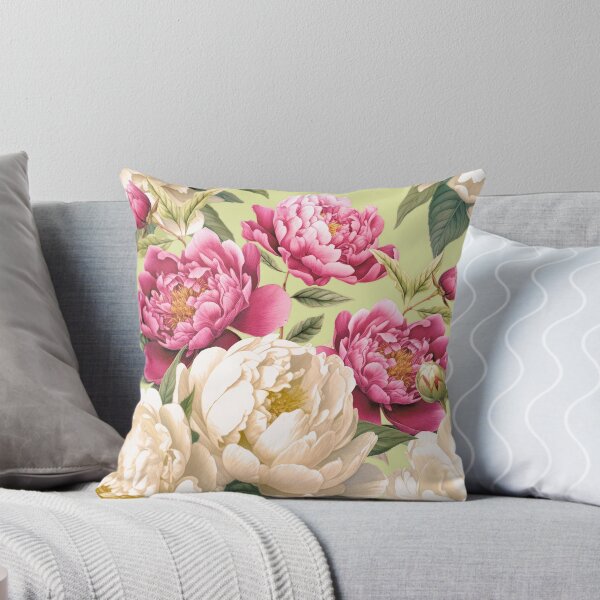 Item preview, White and Pink Peony Roses on Pistachio Green designed and sold by studio2940.