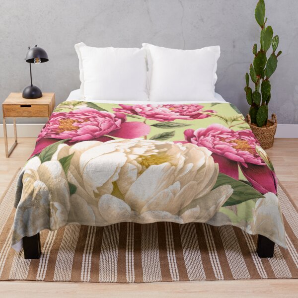 Item preview, White and Pink Peony Roses on Pistachio Green designed and sold by studio2940.