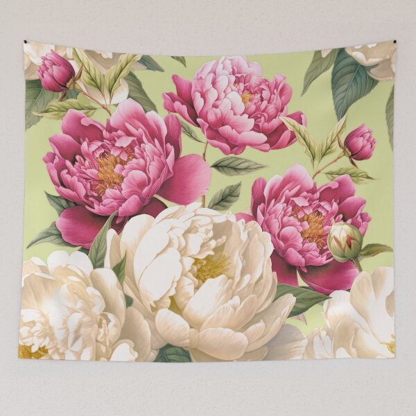 Item preview, White and Pink Peony Roses on Pistachio Green designed and sold by studio2940.