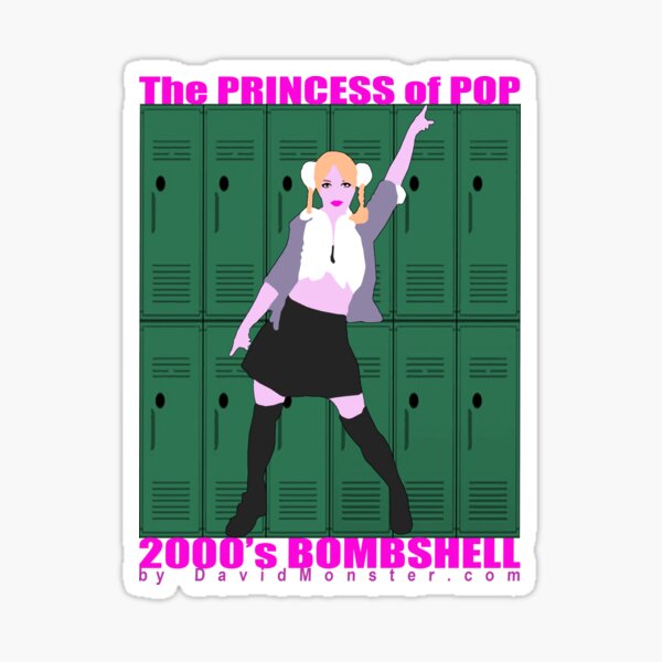 Pop Princess Blonde Bombshell Silhouette against Highschool Lockers Background. Sticker