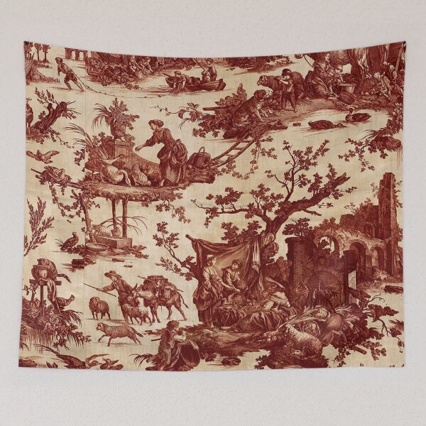 Item preview, 1700s French Farmstead Toile Print designed and sold by princessbunhead.