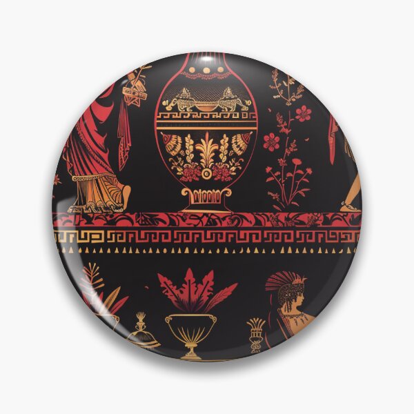 Item preview, Copy of Ancient Greek's amphora painting, goddess and hero feasting, red on black seamless ornament - 2 designed and sold by me-Midbar.