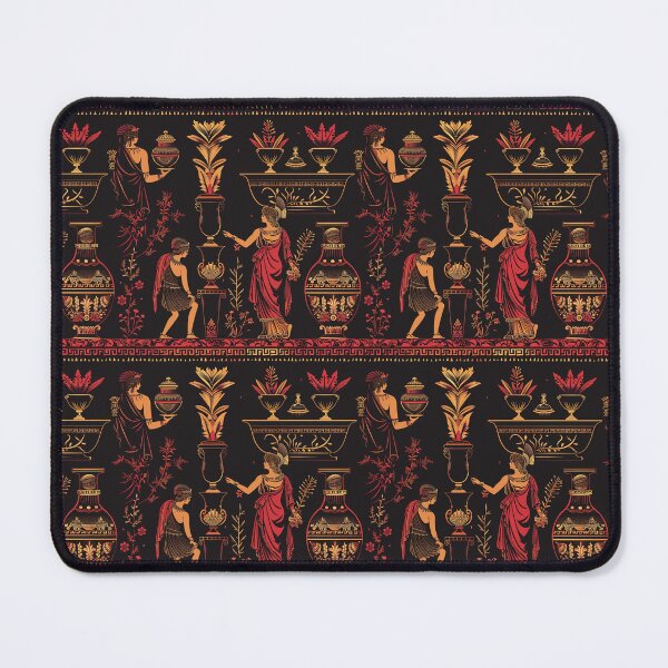 Item preview, Copy of Ancient Greek's amphora painting, goddess and hero feasting, red on black seamless ornament - 2 designed and sold by me-Midbar.
