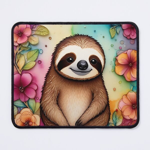 Item preview, Vibrant Cute Sloth with Flowers designed and sold by Frogs All Mighty  & Friends.