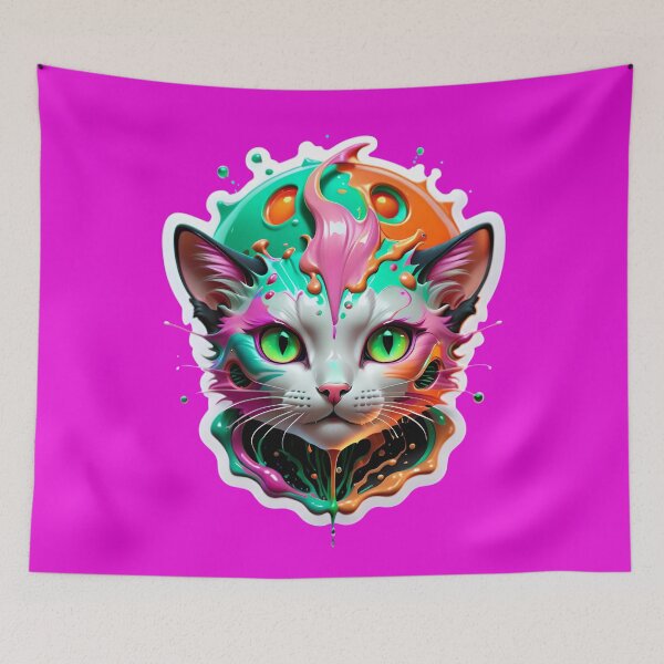 Aperçu de l'œuvre Cute Kitty Cat Paint Splash Portrait créée et vendue par TheArtOfPat.