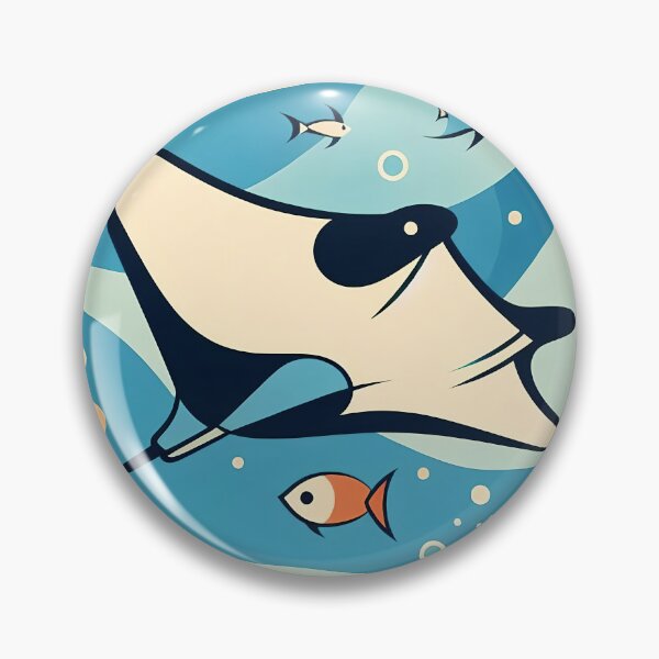 Item preview, manta ray colorful style with some sea creatures designed and sold by zzinthestore.