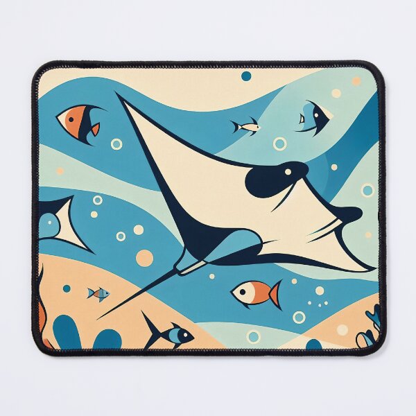 Item preview, manta ray colorful style with some sea creatures designed and sold by zzinthestore.