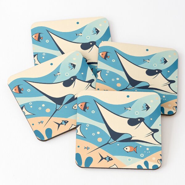 Item preview, manta ray colorful style with some sea creatures designed and sold by lilyfeng.