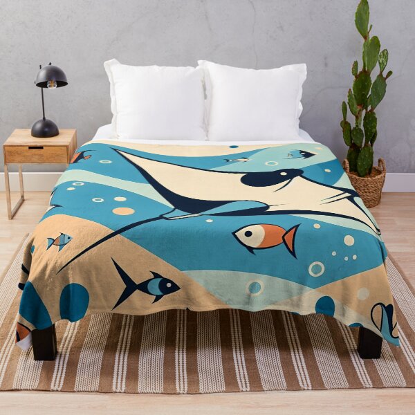 Item preview, manta ray colorful style with some sea creatures designed and sold by zzinthestore.