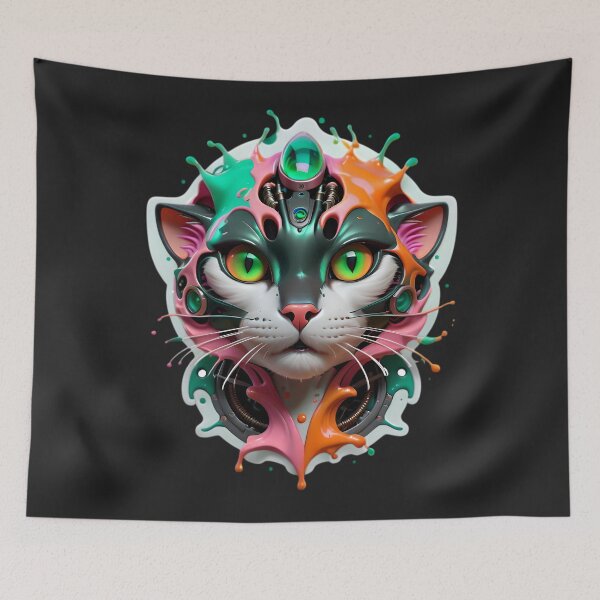 Aperçu de l'œuvre Cute Kitty Cat Paint Splash Portrait créée et vendue par TheArtOfPat.