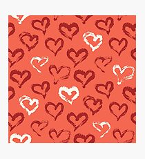 Hearts hand painted with ink and brush Photographic Print