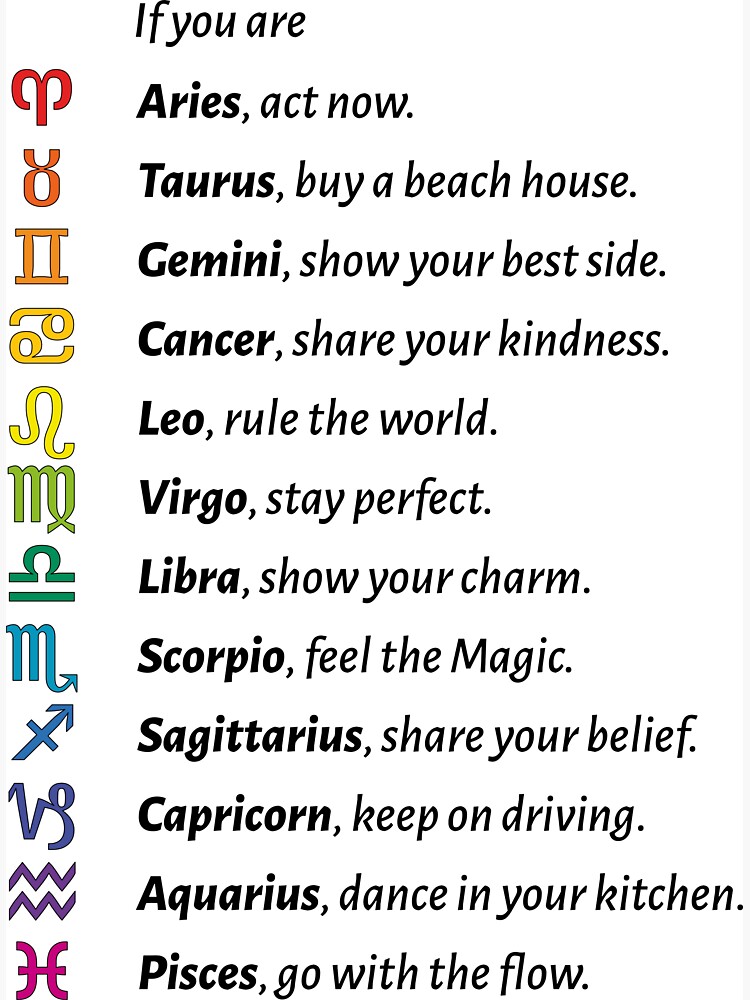 All 12 zodiac signs with individual sayings Magnet