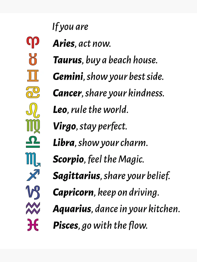 All 12 zodiac signs with individual sayings