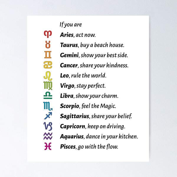 All 12 zodiac signs with individual sayings