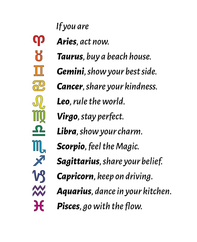 All 12 zodiac signs with individual sayings