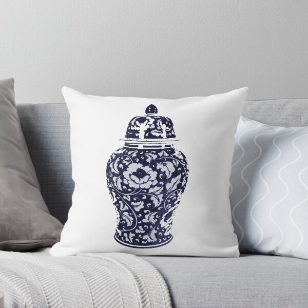 Item preview, Blue White Hamptons Ginger Jar Chinoiserie Vase Art designed and sold by HotHibiscus.