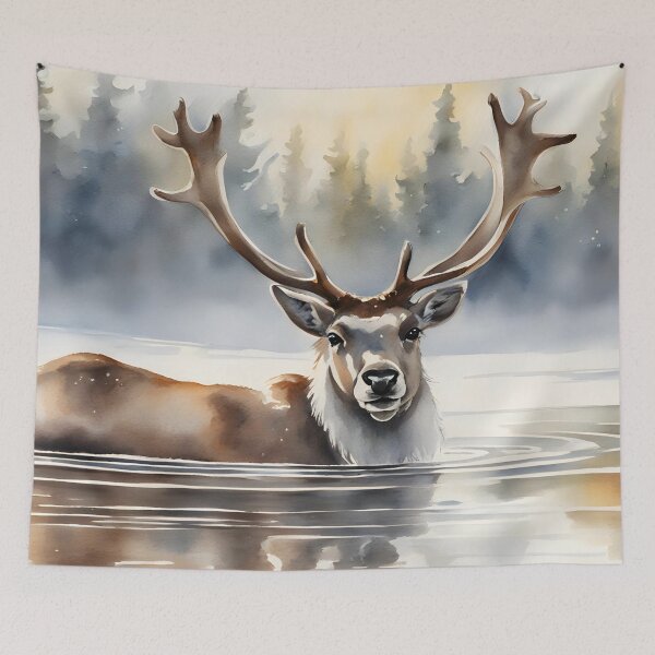 Item preview, Reindeer in a Lake designed and sold by CalmnessbyChoice.