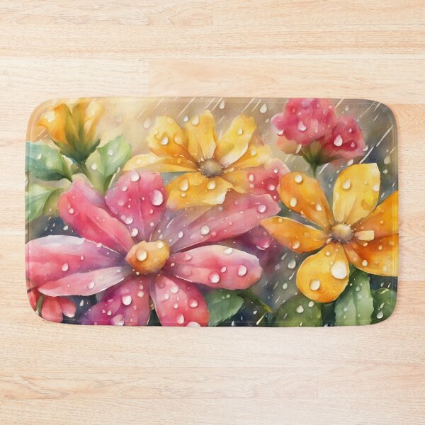 Item preview, Yellow and Pink Flowers in Rain designed and sold by CalmnessbyChoice.