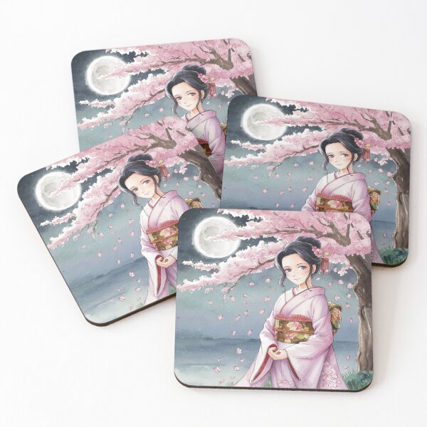 Item preview, Japanese girl with cherry blossom in full moon designed and sold by TigerKim.