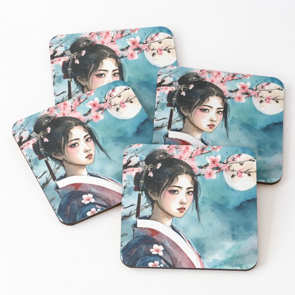 Item preview, Japanese girl with cherry blossom in full moon designed and sold by TigerKim.