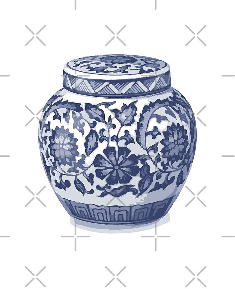 indigo blue white hamptons ginger jar chinoiserie vase art p=ipad case