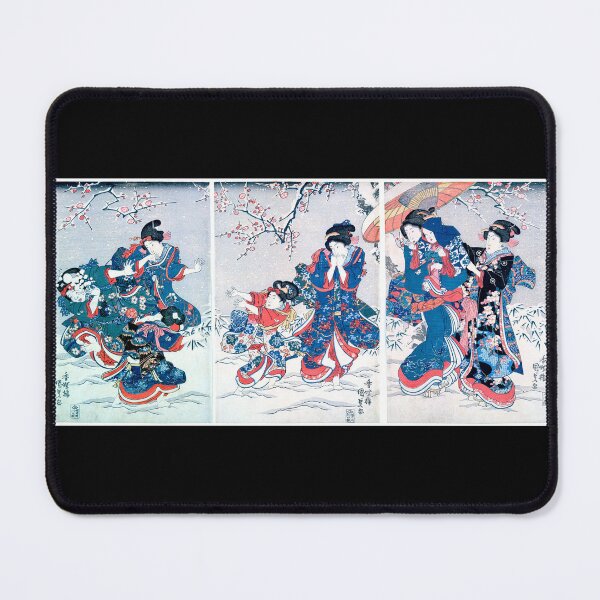 Item preview, Snow Fight Women Children Japan Utagawa Kunisada designed and sold by RocketshipRetro.