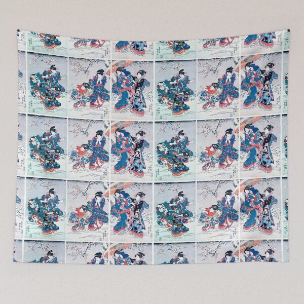 Item preview, Snow Fight Women Children Japan Utagawa Kunisada designed and sold by RocketshipRetro.