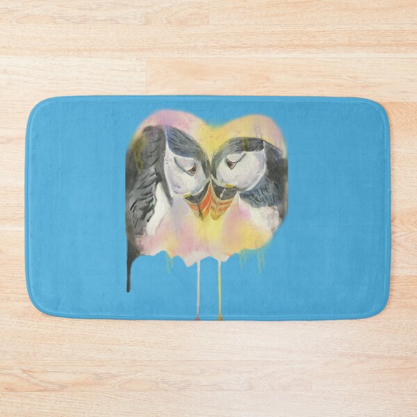 Item preview, Watercolor drip painting of Atlantic Puffin birds designed and sold by altairaleon.