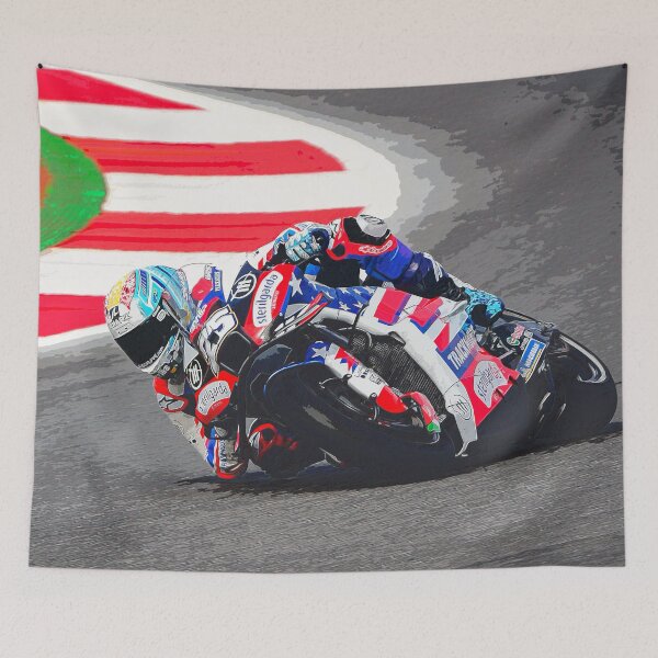 Item preview, Raúl Fernández on his 2024 MotoGP motorcycle racing through the corners watercolor designed and sold by Rodissimus1984.