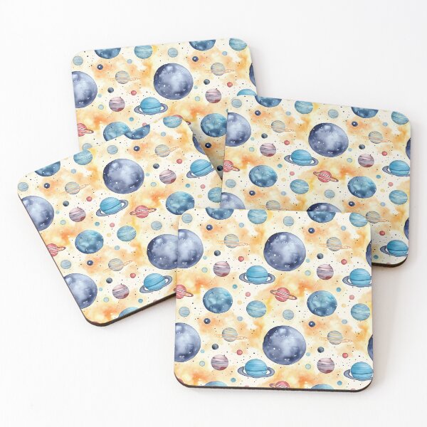 Item preview, Vibrant Watercolor Dancing Planets Orange Dream designed and sold by solarluminosity.