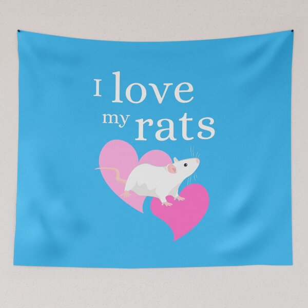 Item preview, White Rat Love with Hearts (On Light Blue) designed and sold by Icefyre-Art.
